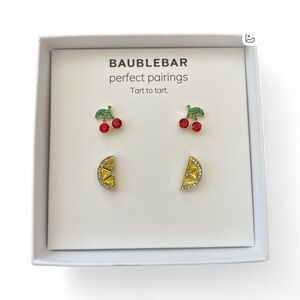 BAUBLEBAR Earrings “Tart to Tart” Two Pair Cherry and Lemon Earrings NIB ❤️💛